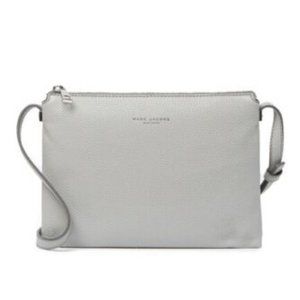 New MARC JACOBS Light Grey Leather Crossbody Bag Style# M0013555